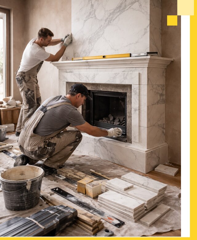 Отделка каминов в Северске качественные облицовочные работы