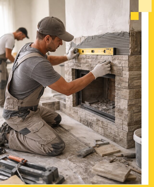 Облицовка каминов в Северске, монтаж и отделка натуральным камнем