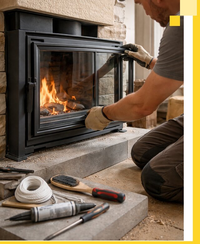 Производство, монтаж и доставка каминов со стеклом в Северске