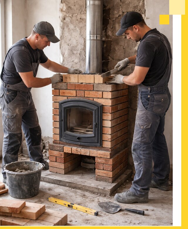 Монтаж печи камина под ключ в Северске с гарантией и пусконаладкой