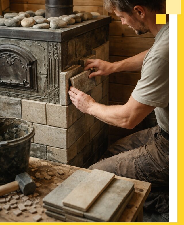 Облицовка банных печей в Северске профессиональная отделка