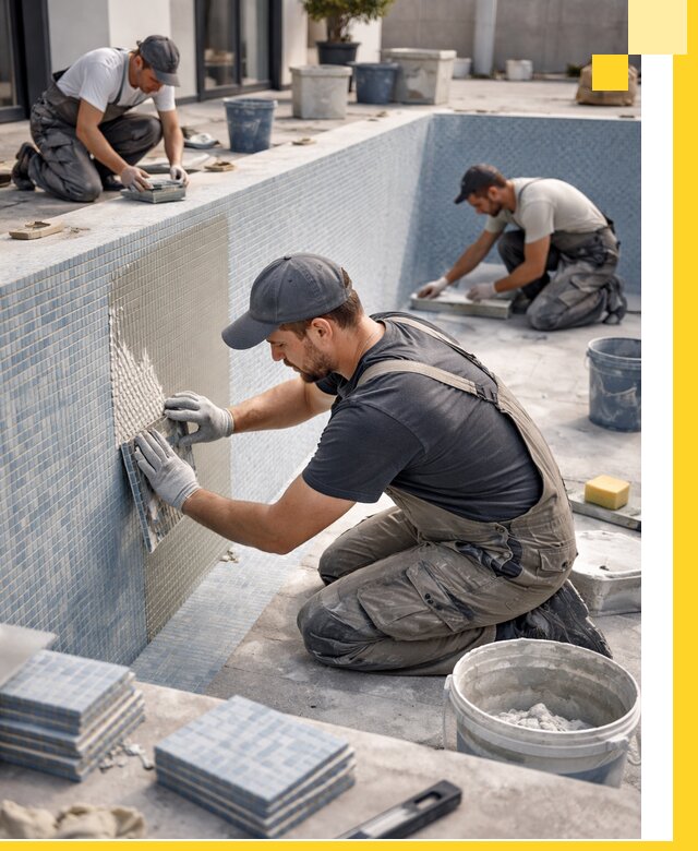 Облицовка бассейнов в Северске плитка мозаика гидроизоляция