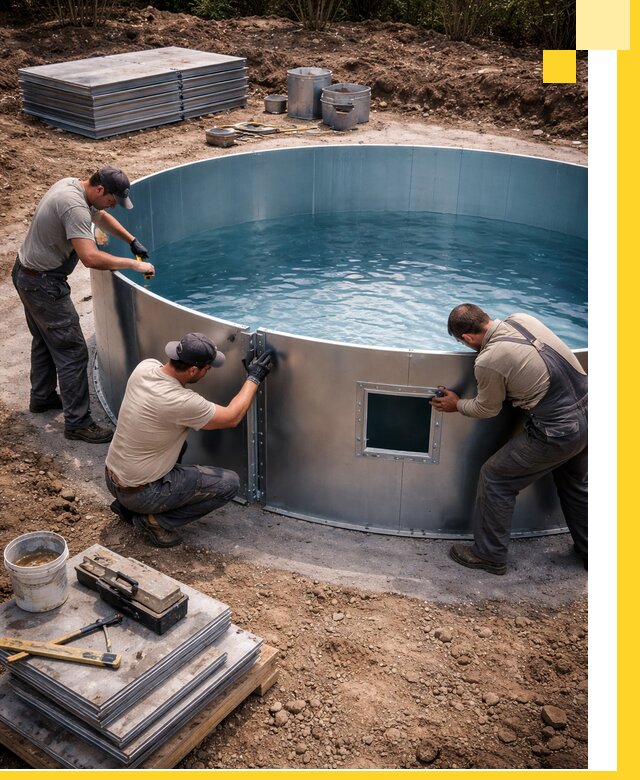 Круглые бассейны под ключ в Северске проектирование и монтаж