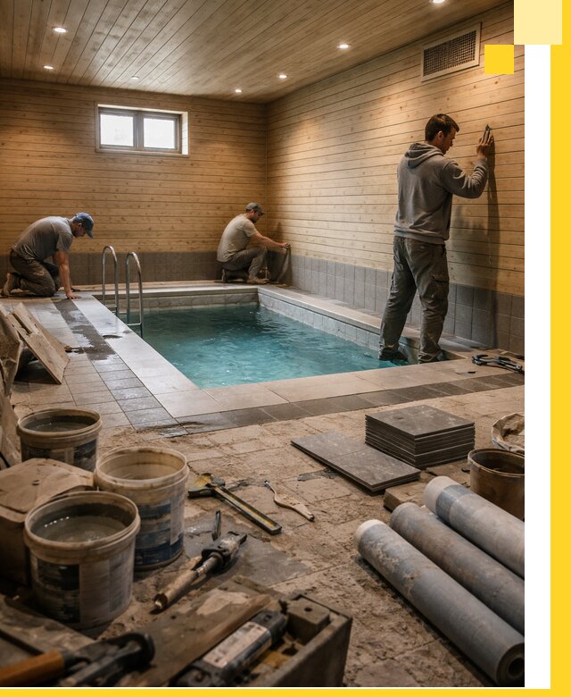 Строительство бани с бассейном и сауной под ключ в Северске