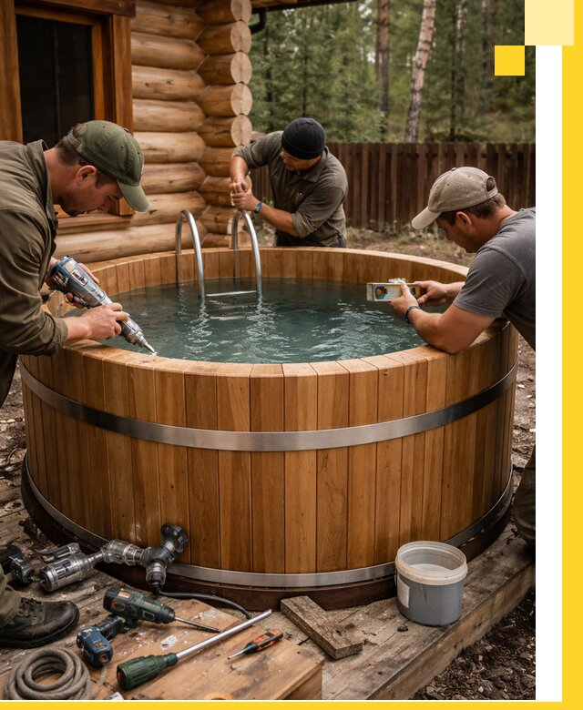 Строительство бань с купелью под ключ и отделкой в Северске