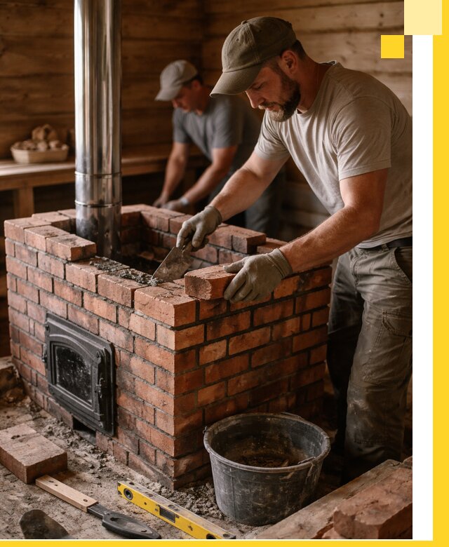 Кирпичные печи для бани под ключ в Северске, проект и монтаж