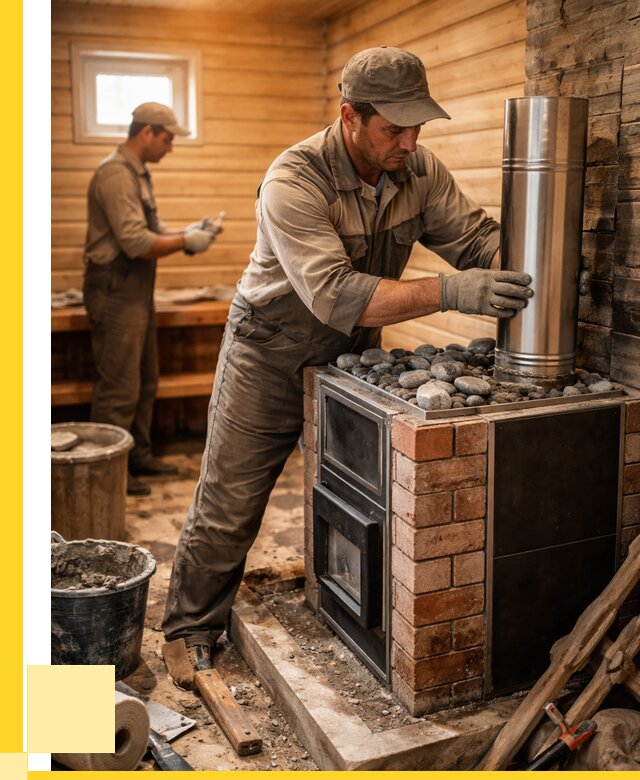 Монтаж печи в бане под ключ в Северске от 20790 р. | ЭриданСвк