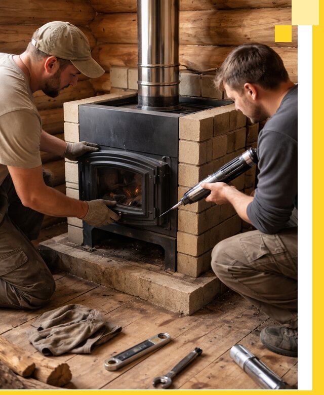 Монтаж и установка печи в бане под ключ с гарантией в Северске