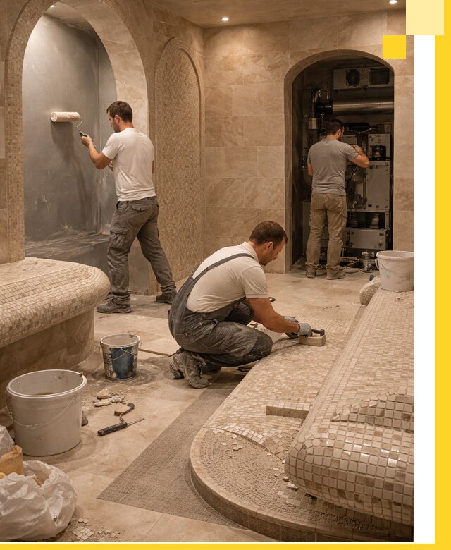 Строительство бани с хамамом и бассейном под ключ в Северске