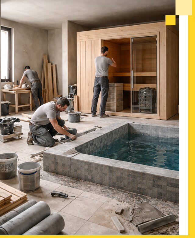 SPA зоны под ключ с бассейном сауной и печью в Северске